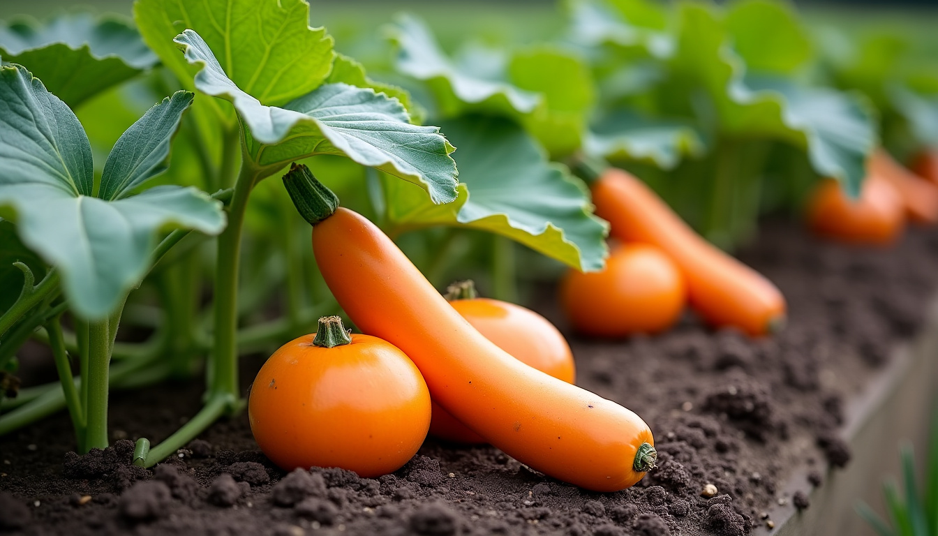 Plantation de courge butternut en pleine terre dans un jardin potager