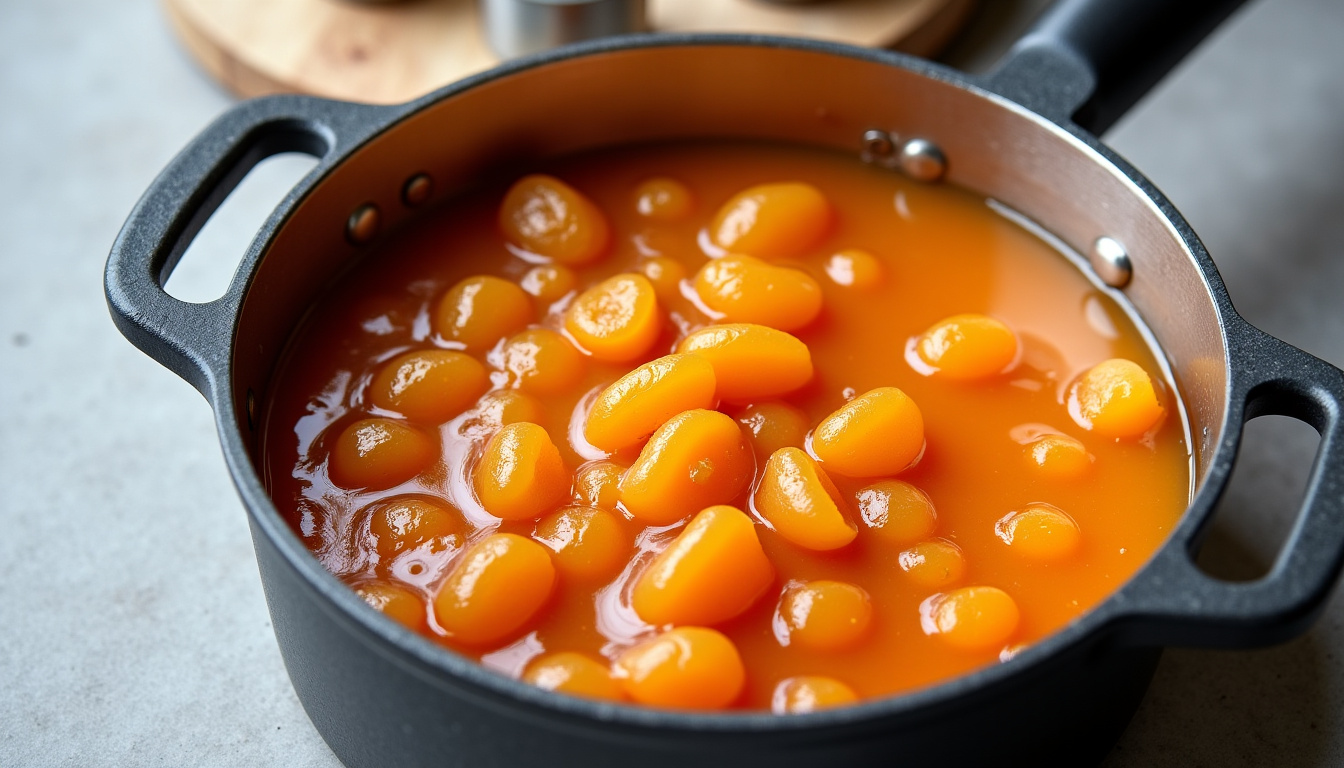 Préparation de compote de Reinette du Canada dans une casserole