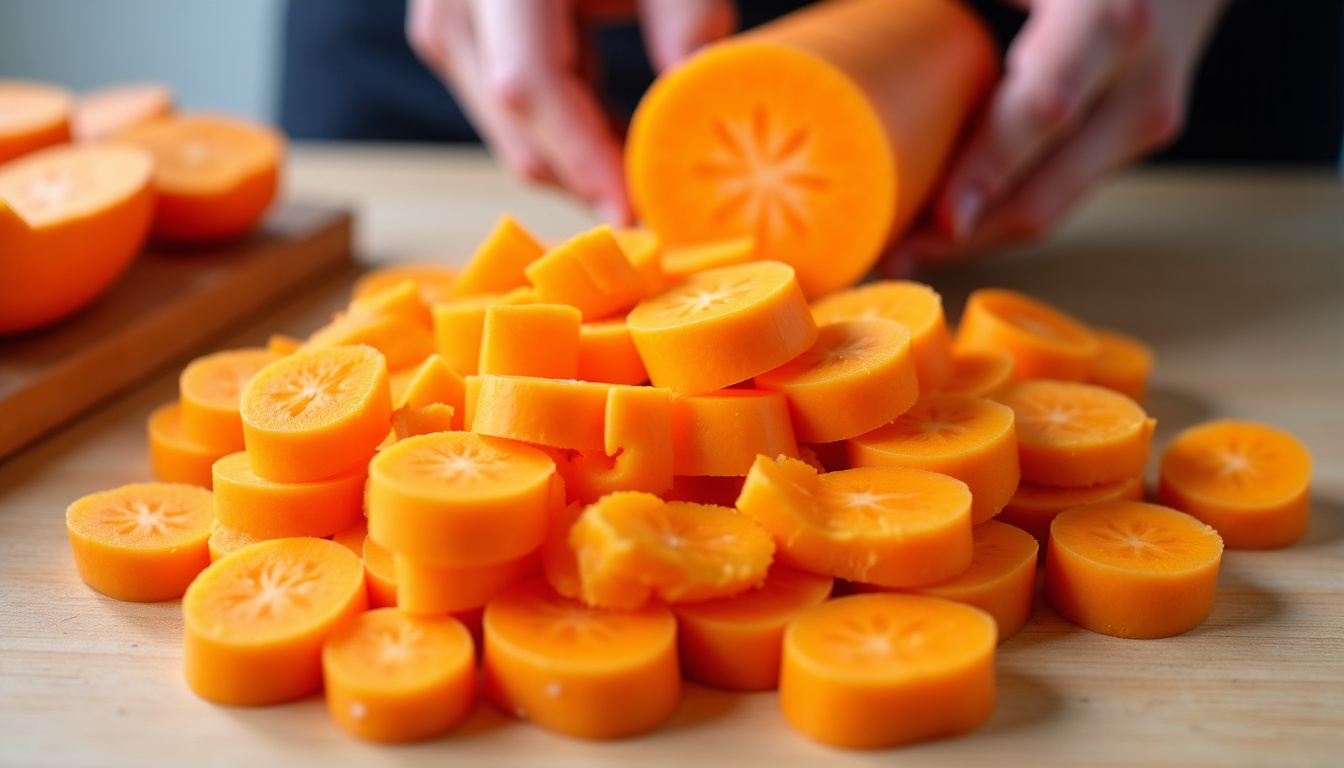 Préparation des carottes pour le couscous, épluchées et coupées en morceaux