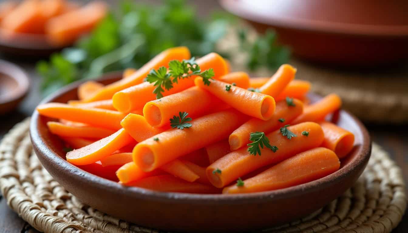 Carottes et navets coupés en bâtonnets pour couscous marocain