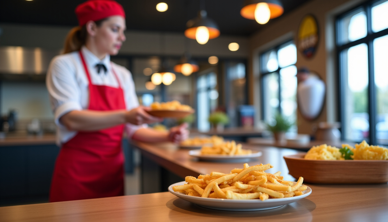 Comptoir de commande du KFC Amilly avec un employé en uniforme en train de préparer un plateau repas