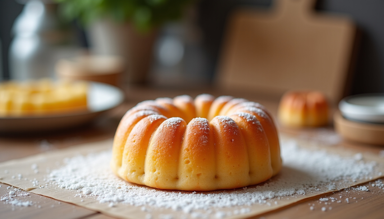 Préparation de la génoise pour une bûche roulée sur un plan de travail