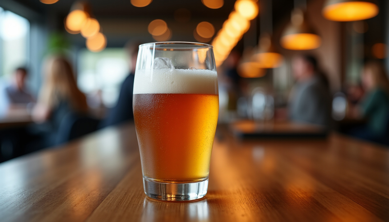 Verre de bière Kilkenny montrant sa robe rousse et sa mousse crémeuse dense