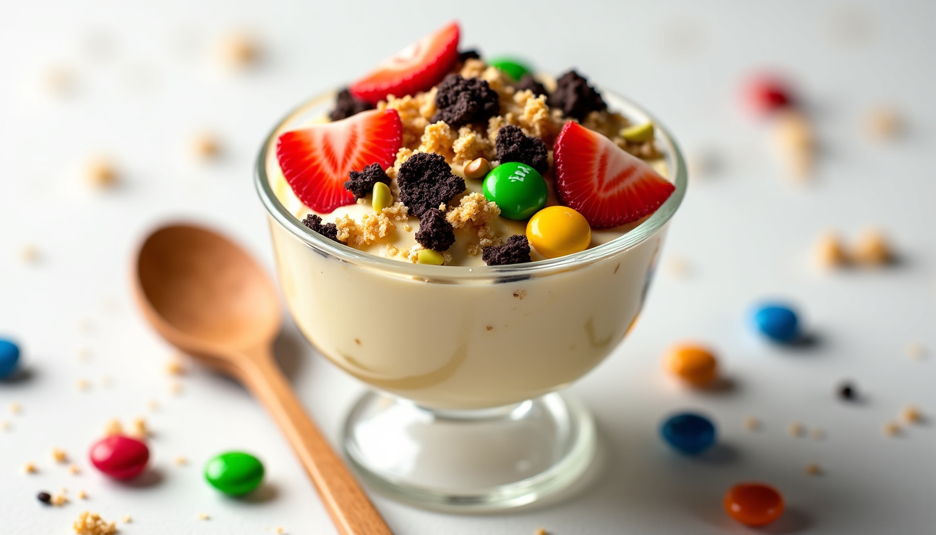 Assortiment de toppings maison pour McFlurry: biscuits Oreo, pistaches, M&M’s, fraises et spéculoos