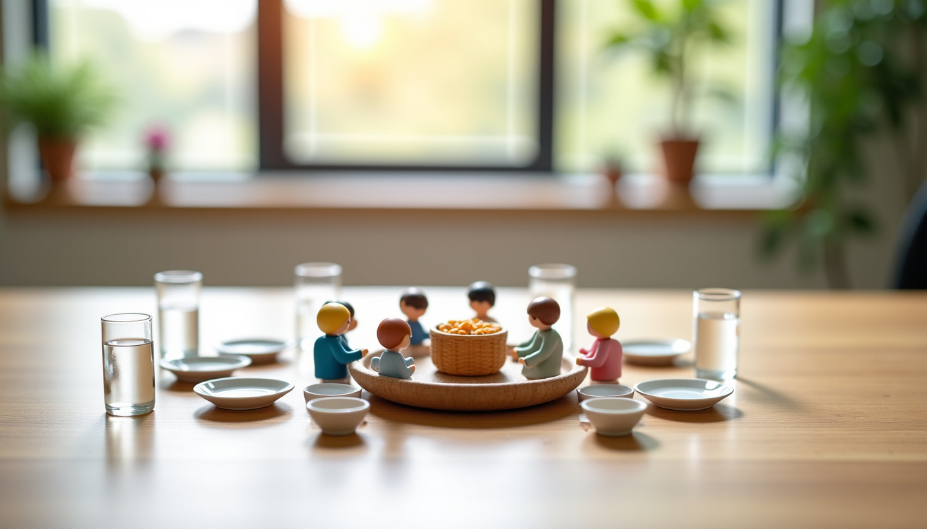 Écran d’ordinateur affichant des résultats de recherche d’images de repas partagés sur une banque d’images