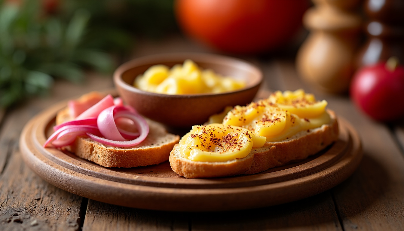 Assiette de gustări avec pain maison, saindoux, oignons et paprika au The Oven & Grill à Baia Mare