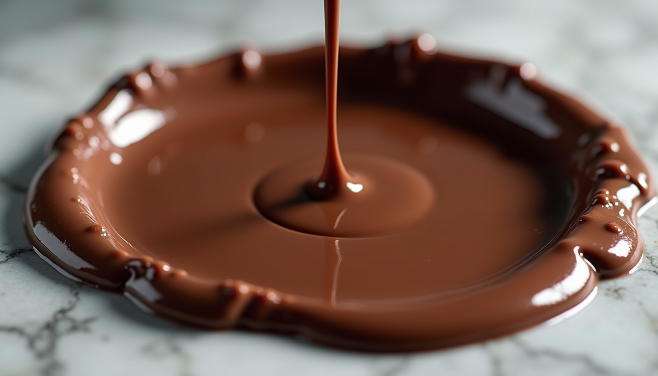 Chocolat fondu avec début de caillage après ajout de liquide