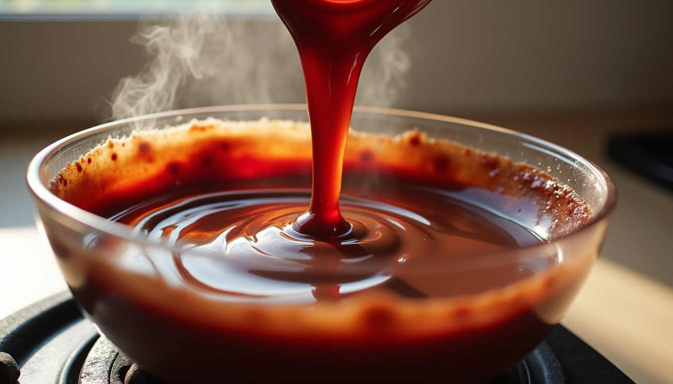 Mélange de colorant dans du chocolat fondu au bain-marie