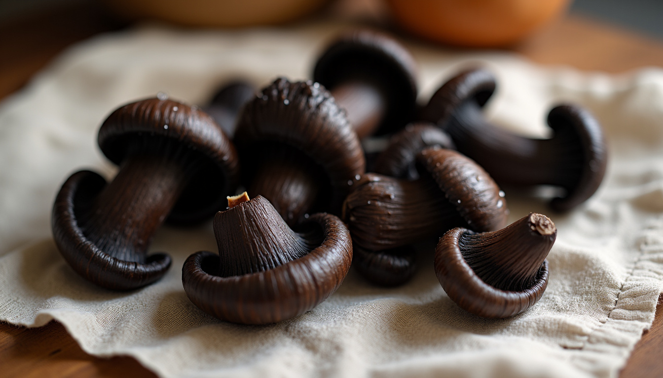 Nettoyage délicat des trompettes de la mort fraîches à l