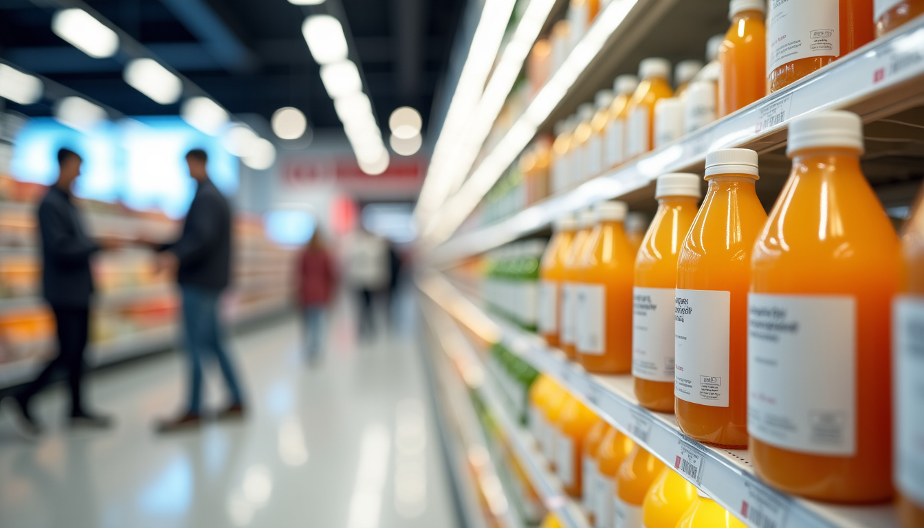 Rayon de boissons fonctionnelles sans marque en supermarché