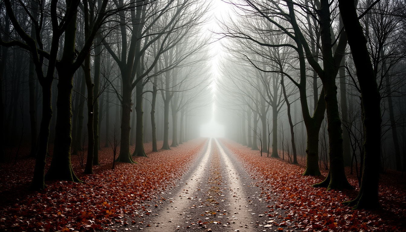 Sentier ombragé du bois de Saint-Pierre à Poitiers en période hivernale, avec feuillages et allée piétonne