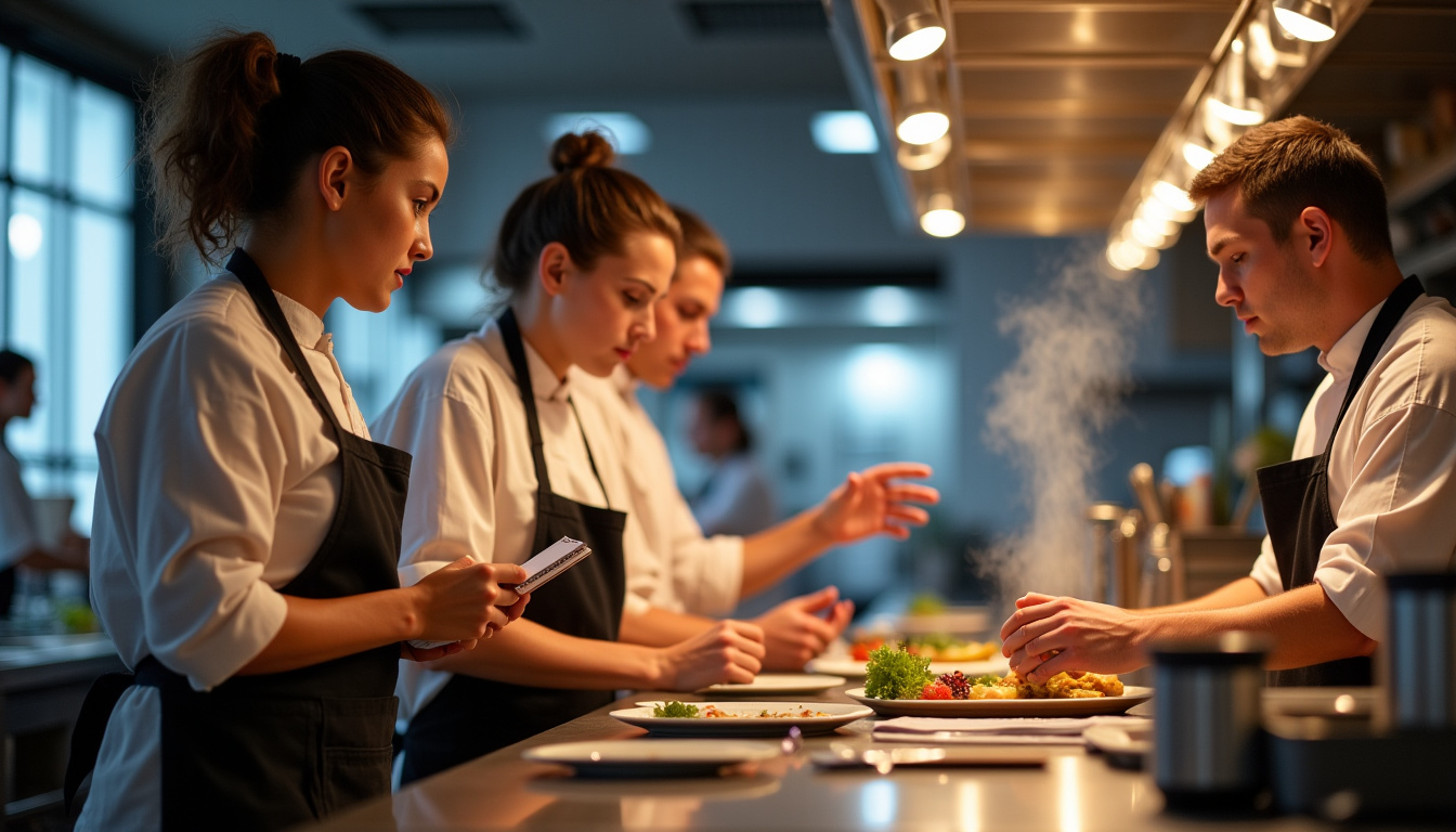 Une équipe de restaurant en formation post-tournage