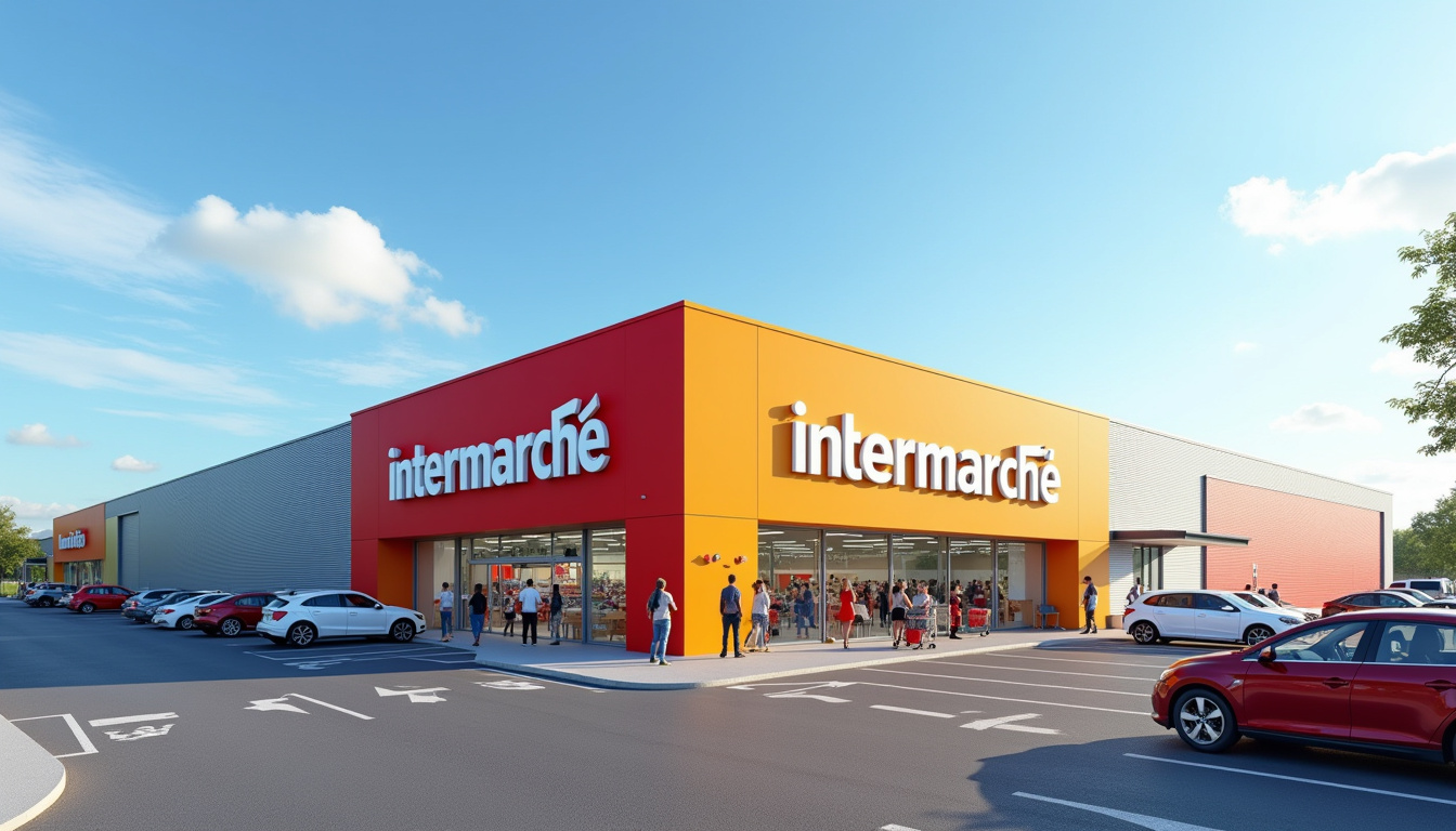 Façade de l'Intermarché de Somain en pleine journée, vue extérieure avec le parking et l'enseigne visible