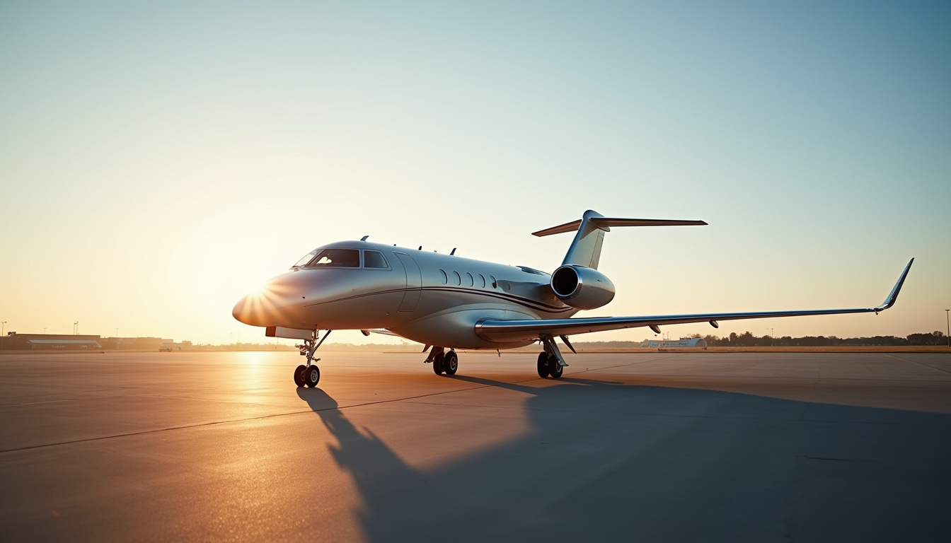 Jet privé stationné sur le tarmac de l’aéroport de Valenciennes - Charles-Nungesser