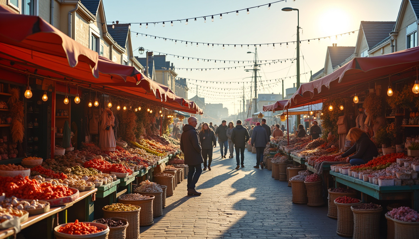 Marché hebdomadaire sur la place du Vieux Port à Saint-Gilles, avec étals de produits locaux et ambiance conviviale