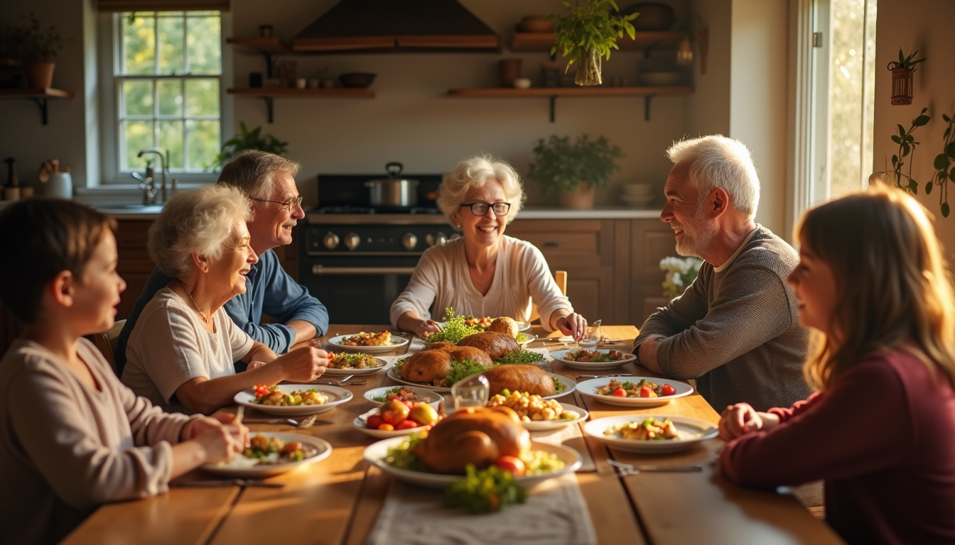 Repas familial convivial autour d