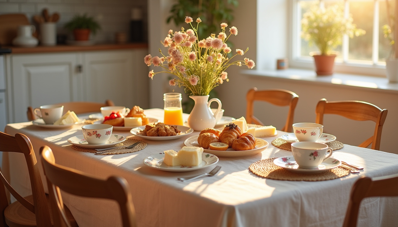 Soirée entre amies avec une table joliment décorée pour un brunch maison