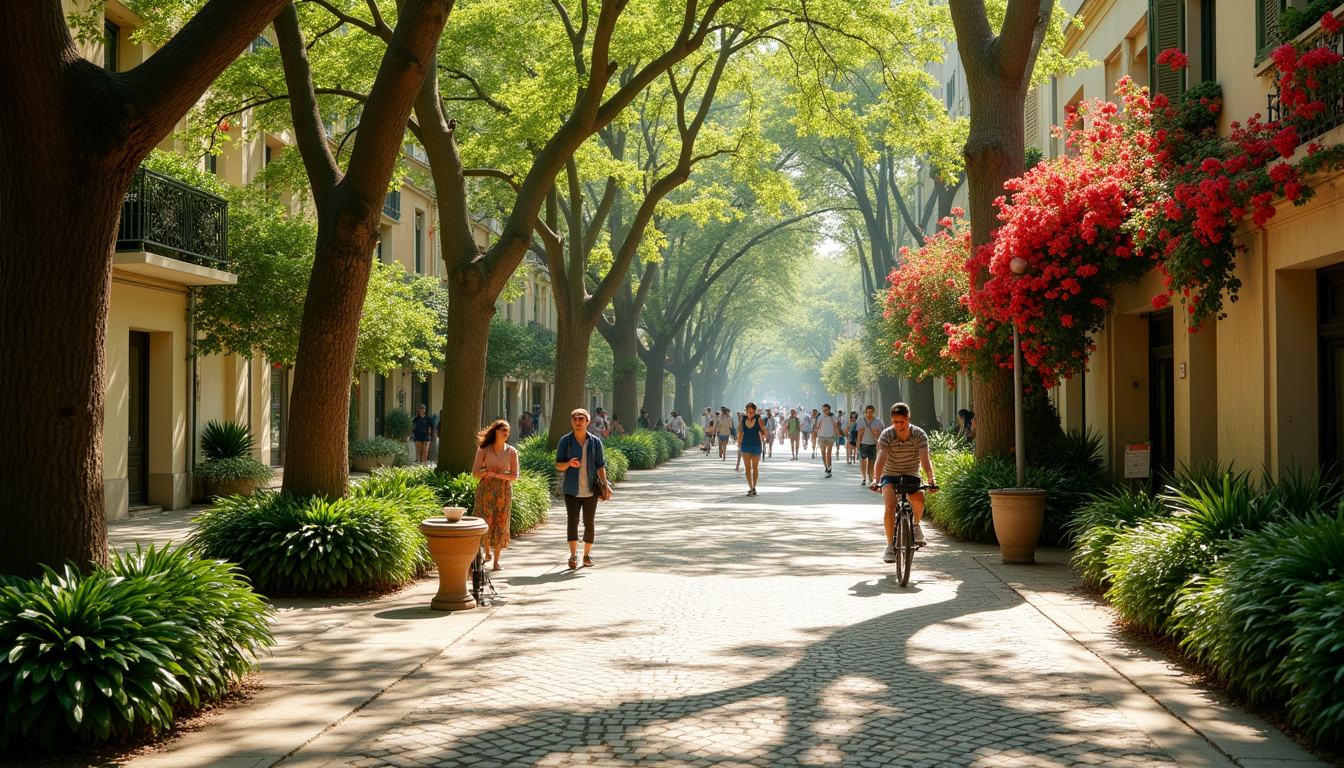Zone de végétalisation avec arbres et plantes dans un quartier de Montpellier