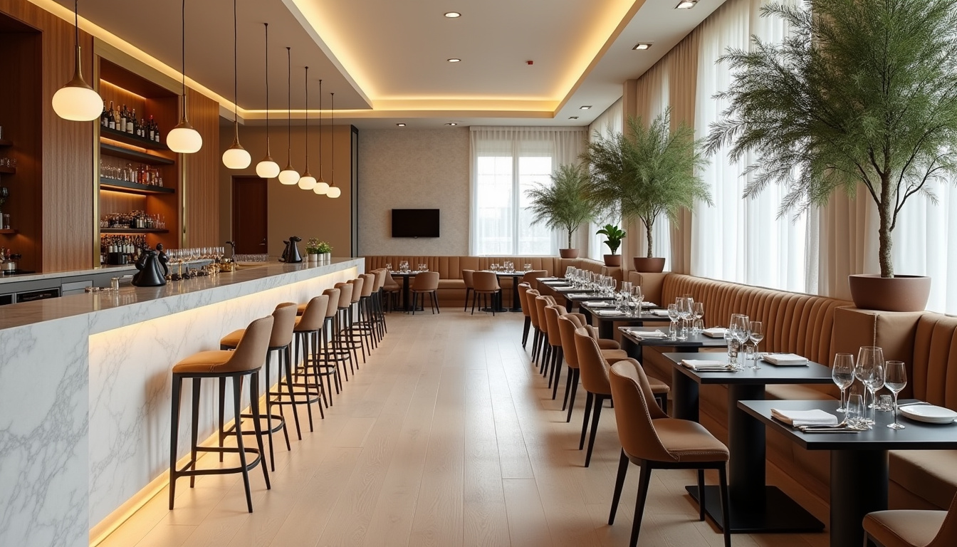 Intérieur du restaurant La Bastide à Saint-Grégoire, ambiance chic et contemporaine