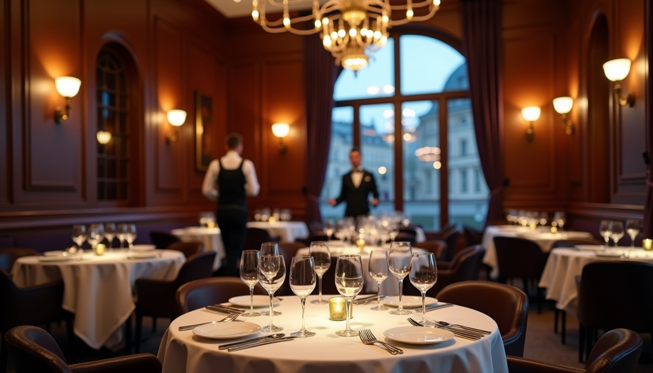 Intérieur élégant d'un restaurant gastronomique étoilé à Rouen