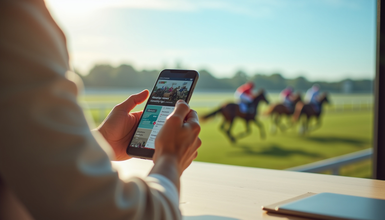 Utilisateur consultant l'application La Gazette des Courses sur son smartphone