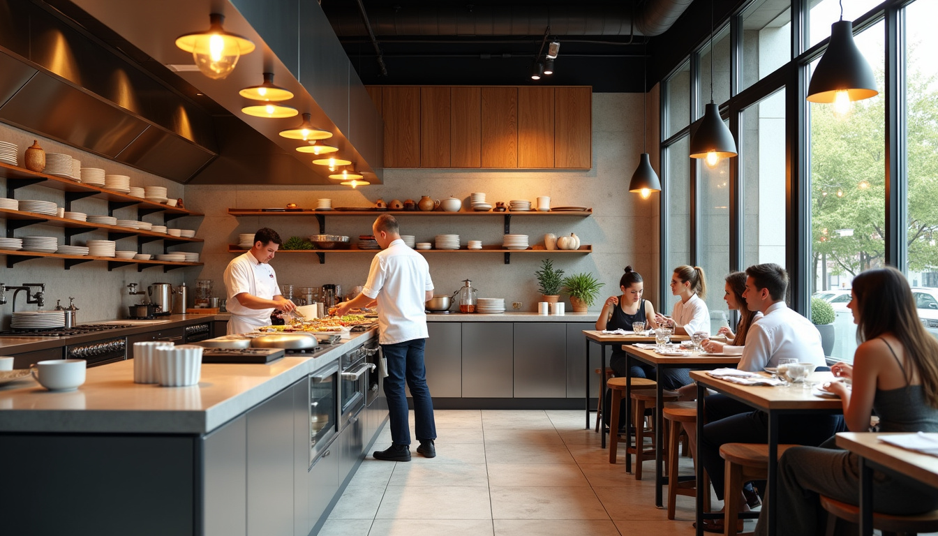 Vue de la cuisine ouverte du restaurant La Côte et l’Arête à Chantepie, où les chefs préparent les plats en direct