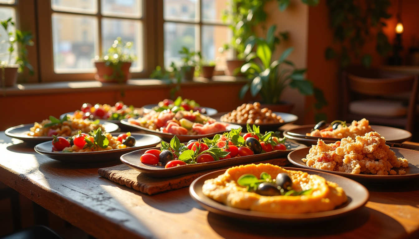 Assiettes colorées et partagées au restaurant Rosemarie, inspirées des cuisines espagnoles, italiennes et maghrébines